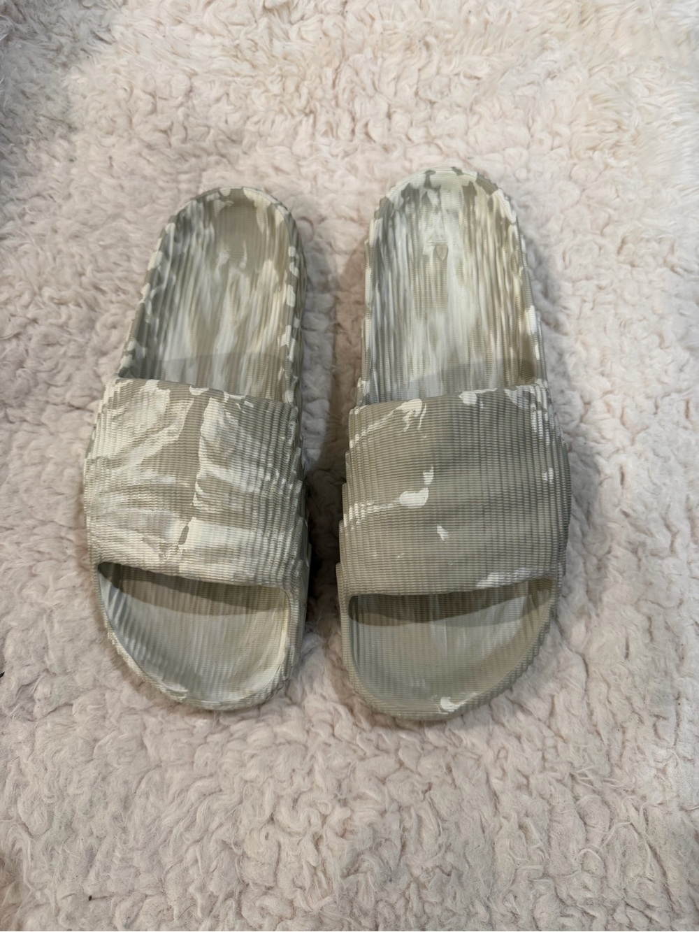 adidas Women's Beige Marbled Slide Sandals